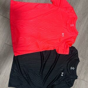 Under Armour Short Sleeve Tech Tees - Bright Coral & Black